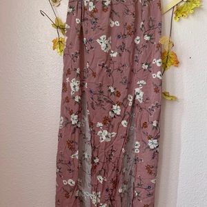 Pink Floral Maxi Skirt with slits